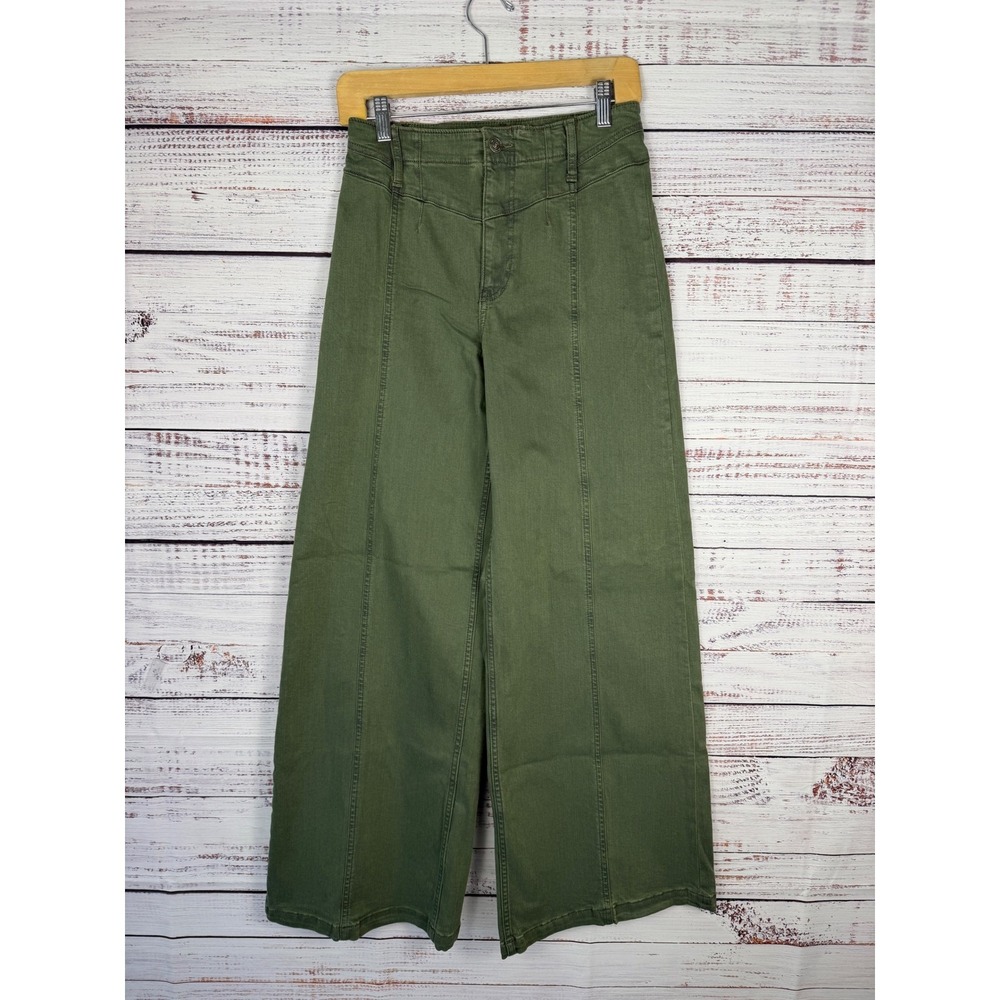 NWOT Free People Libre Wide Leg Jeans Olive Green Size 28